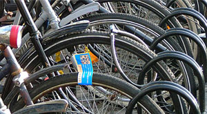 Foto van blauw fietslabel