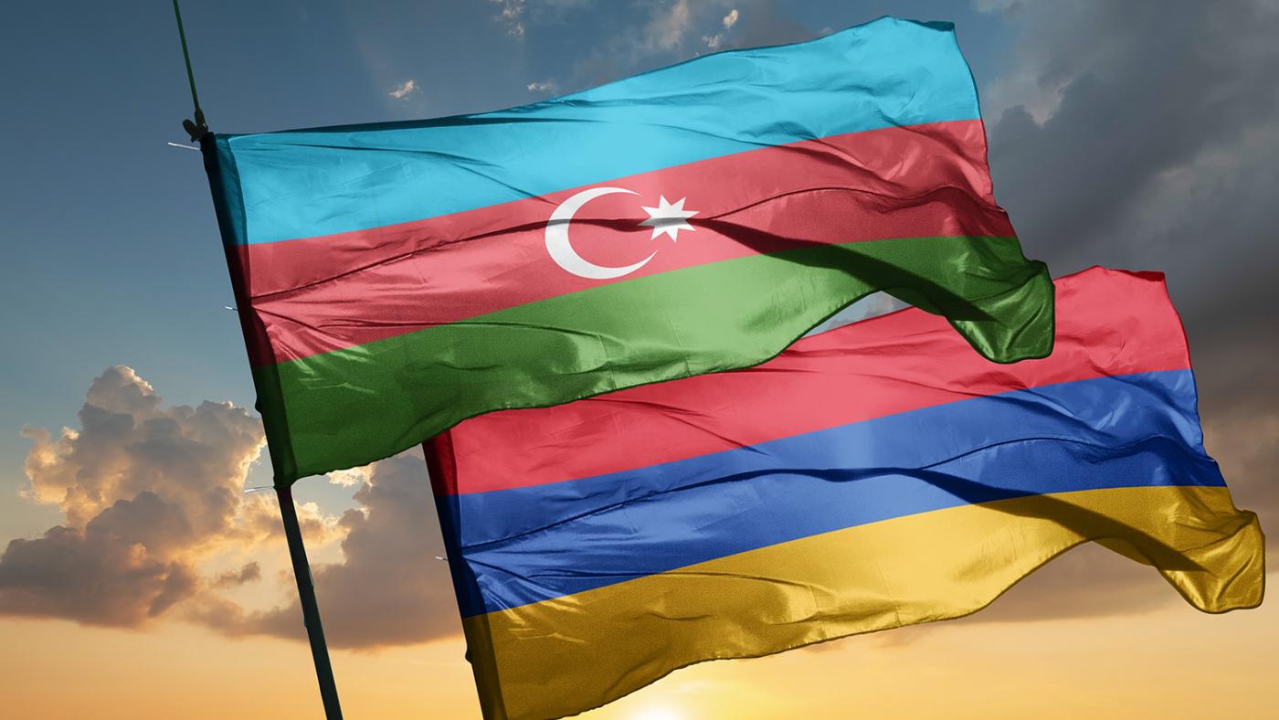 The flags of Azerbaijan and Armenia The flags of Azerbaijan and Armenia