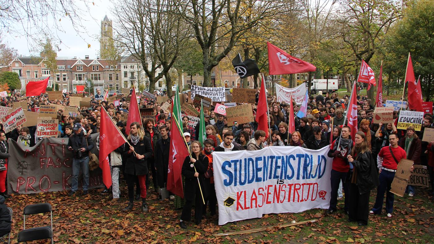 De verboden demonstratie in Utrecht. Foto: DUB