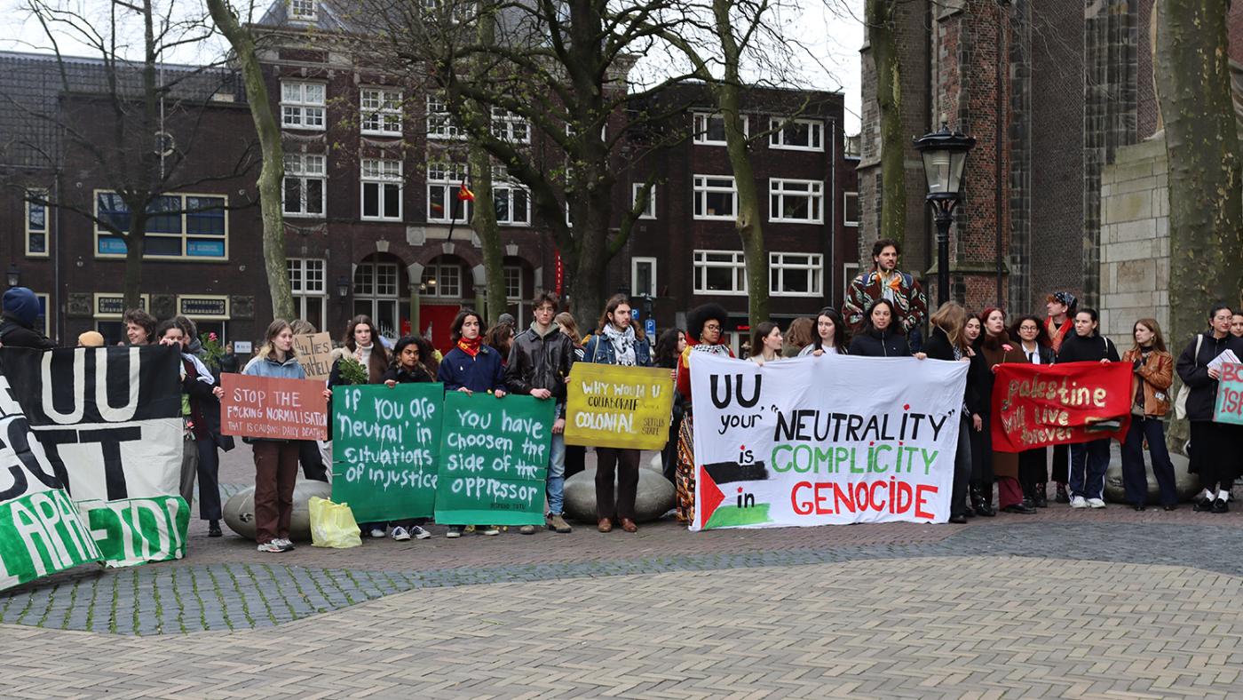 pro-Palestina demonstratie tijdens de DIES. Foto: DUB