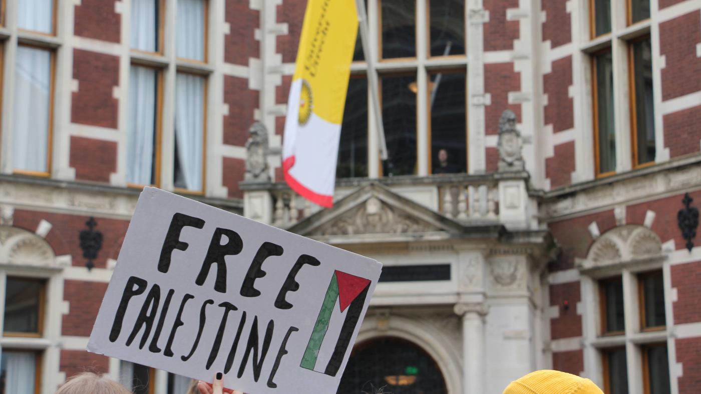 Pro-Palestinademonstratie vorig jaar op het Domplein. Foto: DUB Archief