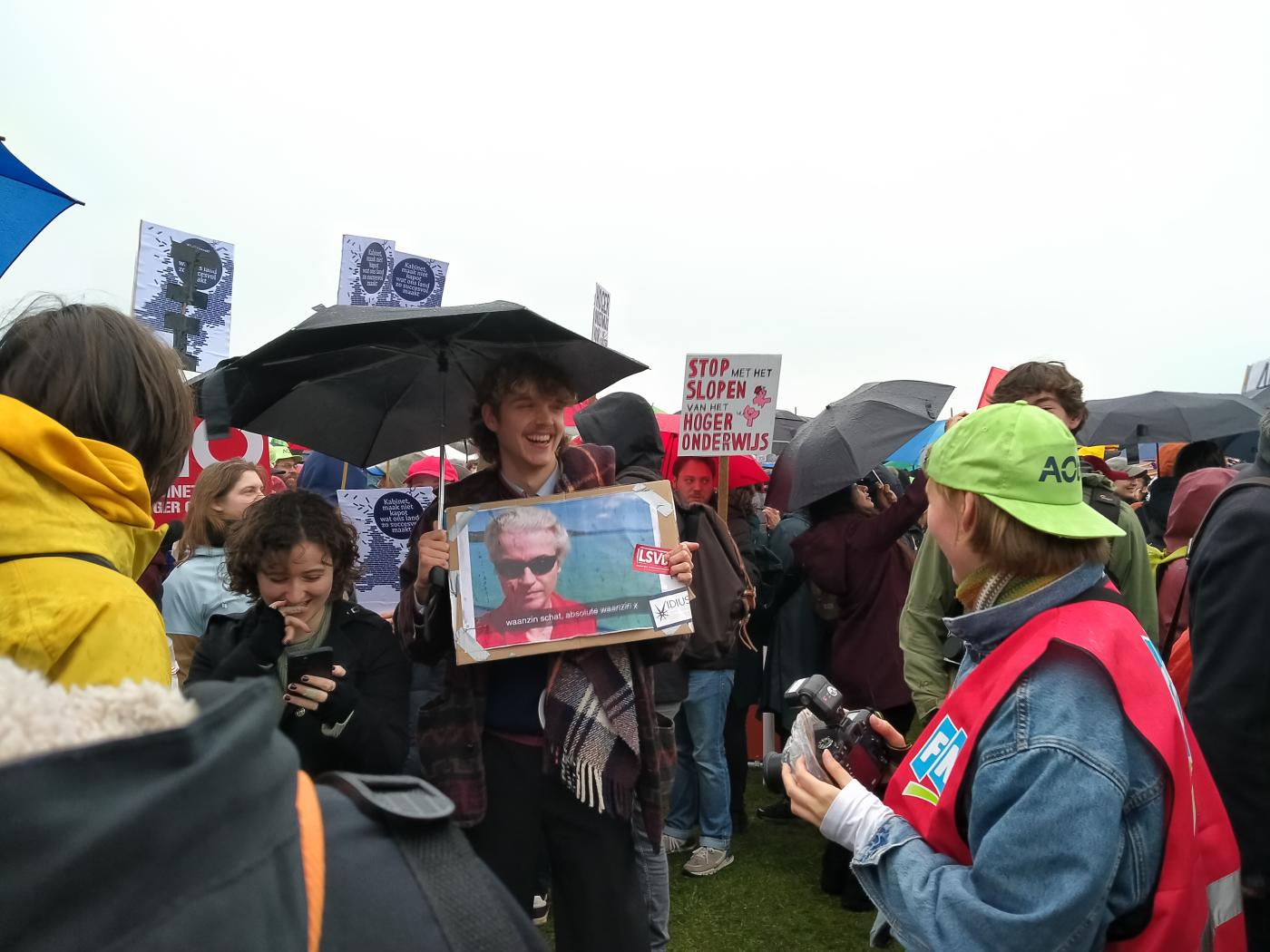 Hermen met het leukste protestbord. Foto: Samuel de Weerd