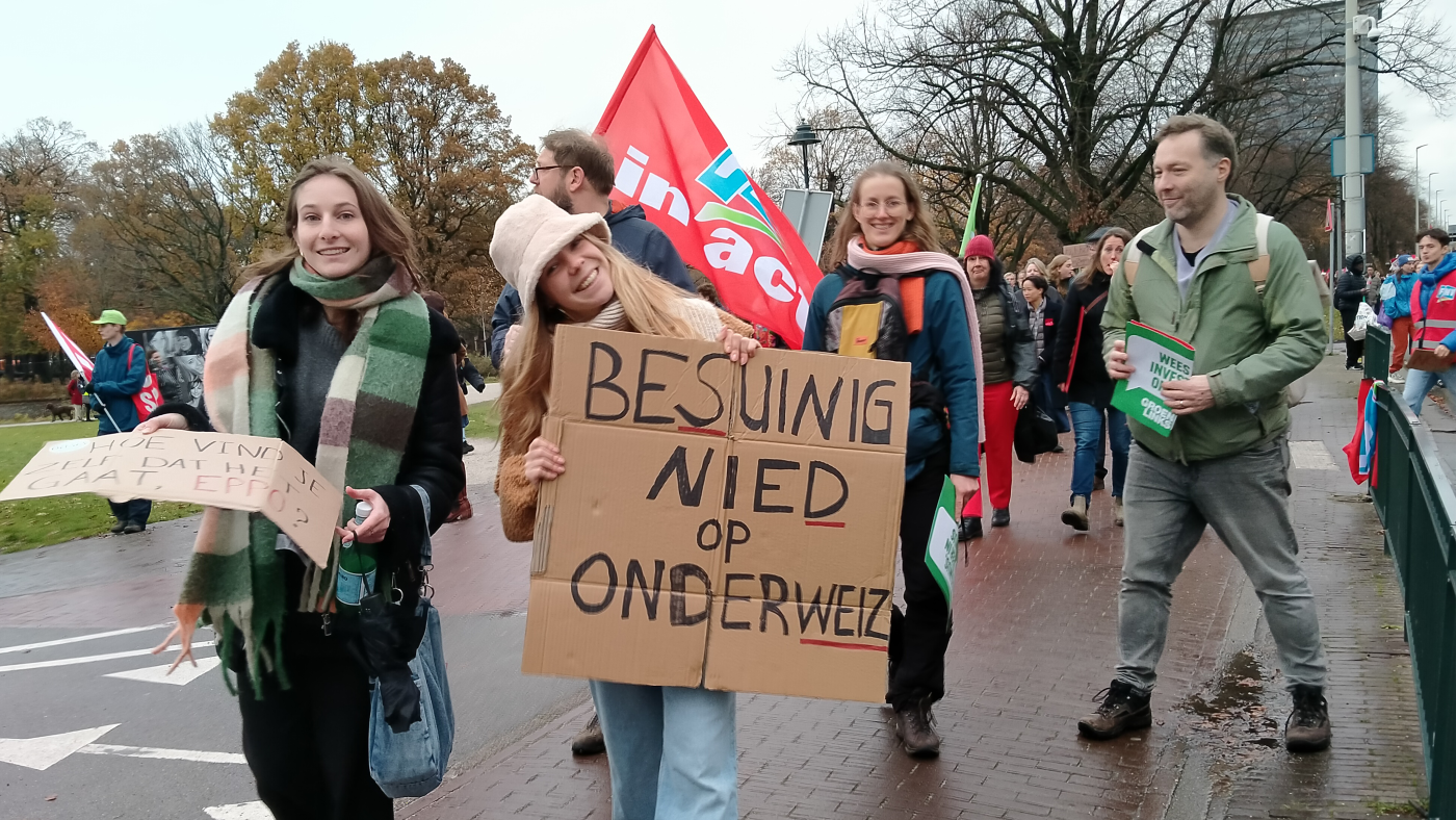 Hoger onderwijsprotest tegen bezuinigingen in 2024. Foto: DUB Hoger onderwijsprotest tegen bezuinigingen in 2024. Foto: DUB