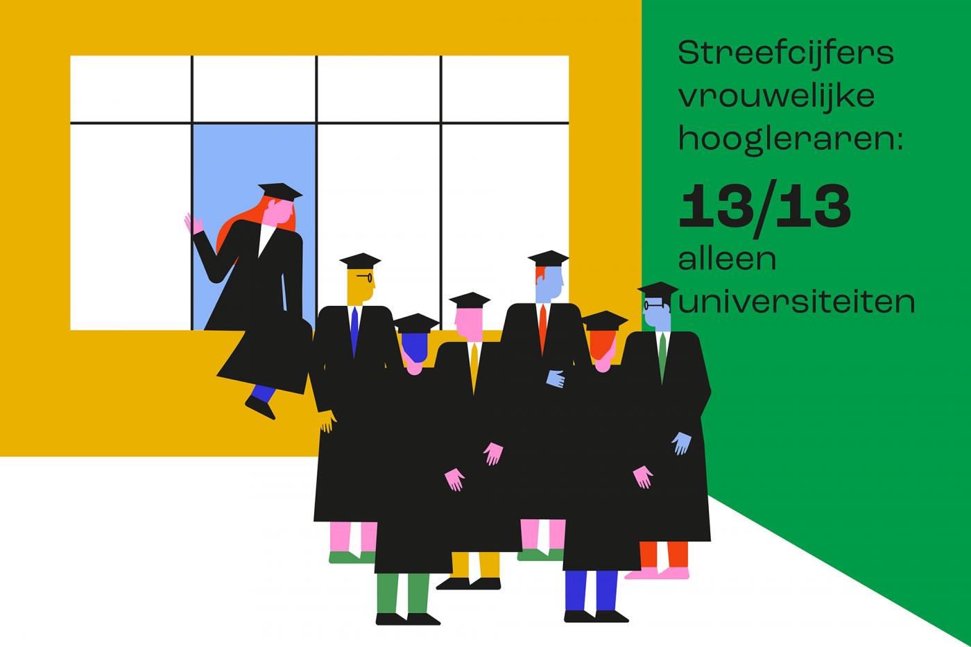 diversiteit: hoogleraren. Illustratie: Eveline Schram