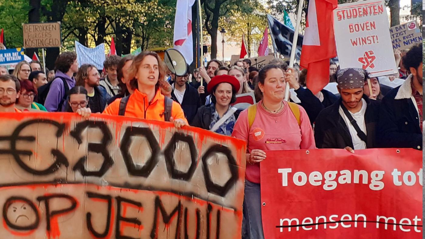 Demonstratie langstudeerboete. Foto: HOP