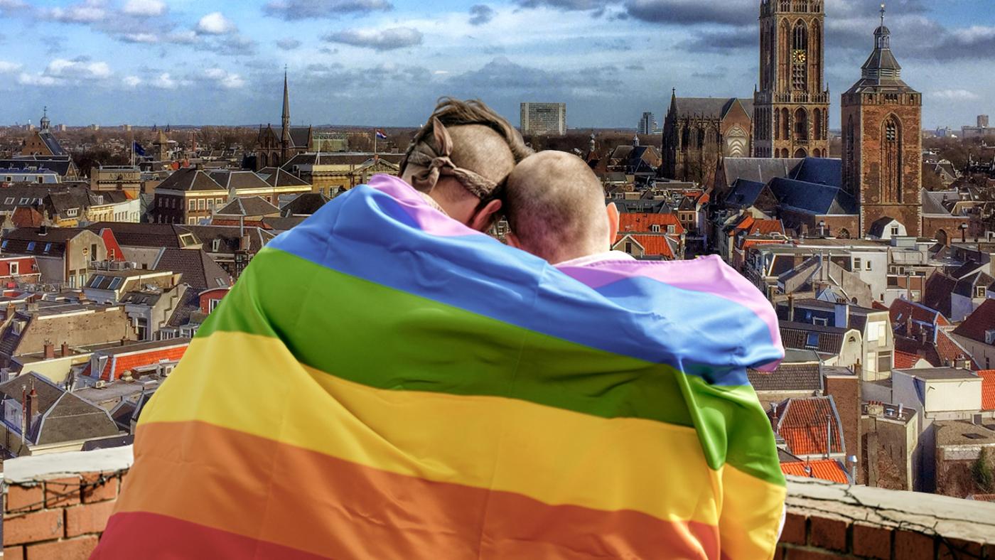 Pride Month Universiteit Utrecht. Foto's Shutterstock, illustratie DUB