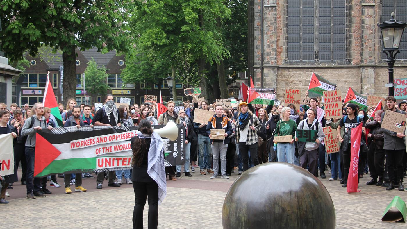 Demonstratie voor Palestina Domplein 8 mei 2024, foto DUB