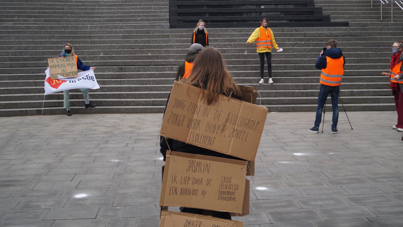 Een demonstratie voor studentenwelzijn. Foto: DUB Archief