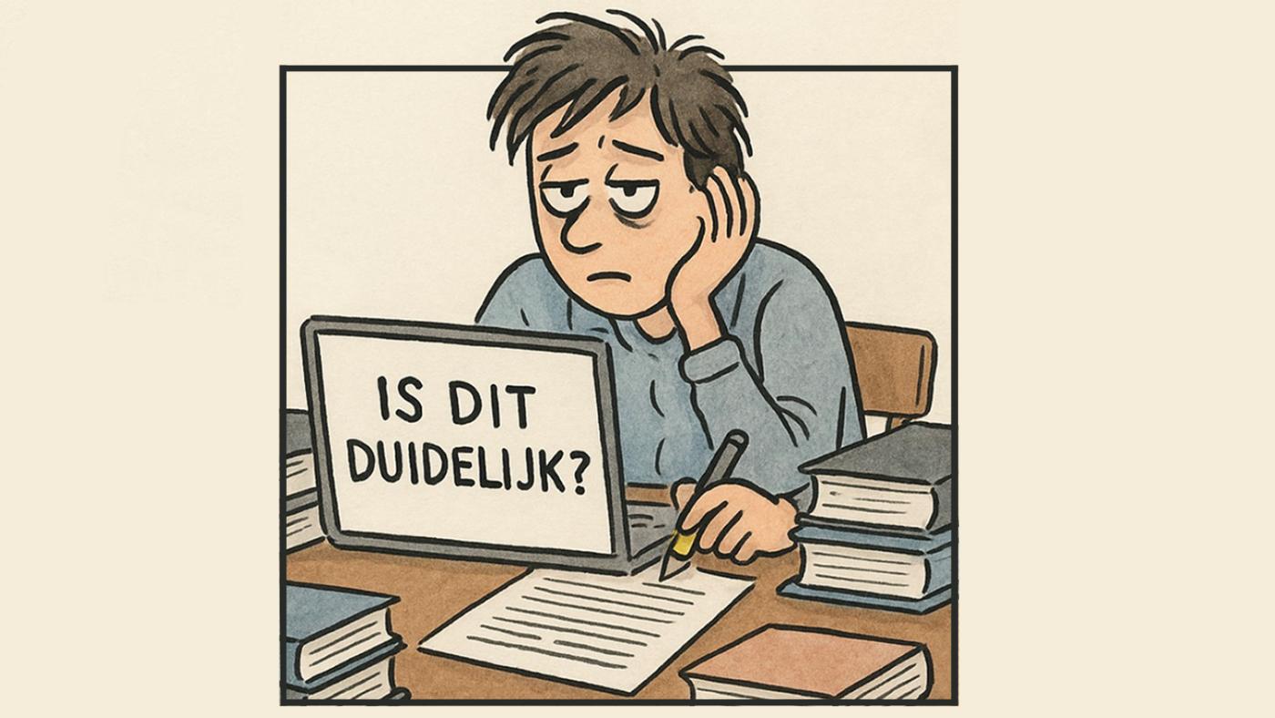 Is dit duidelijk. Illustratie: Marjan Krijgsveld m.b.v. AI Is dit duidelijk. Illustratie: Marjan Krijgsveld m.b.v. AI