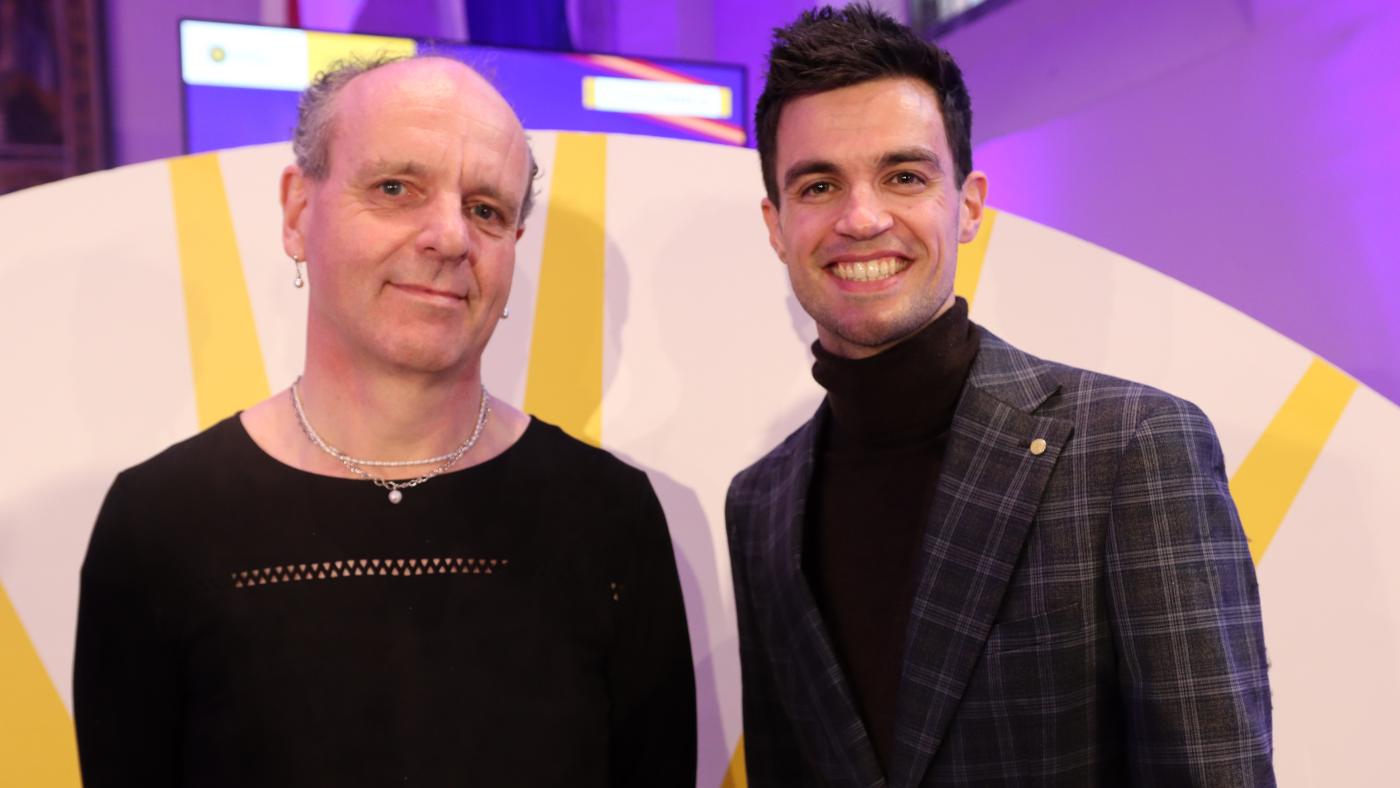 Docent van het Jaar Gerrit van Ree en docenttalent Gerrit Verweij. Foto Irem Zoodsma/ DUB