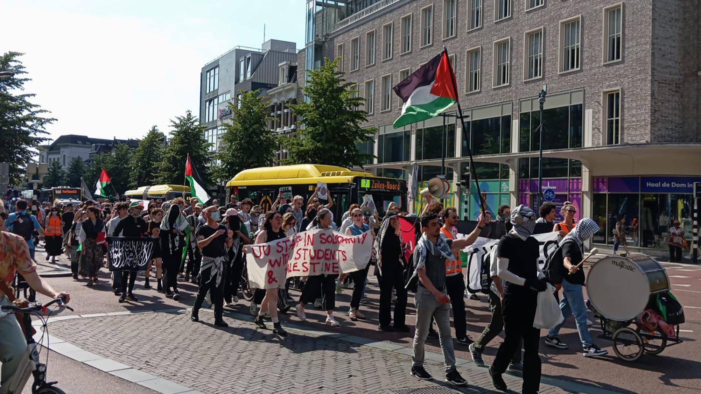 Mars op Vredenburg, protest palestina, foto DUB