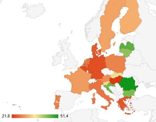 Vrouwelijke hoogleraren Europa.jpg © HOP. Bron: Monitor Vrouwelijke Hoogleraren 2025.