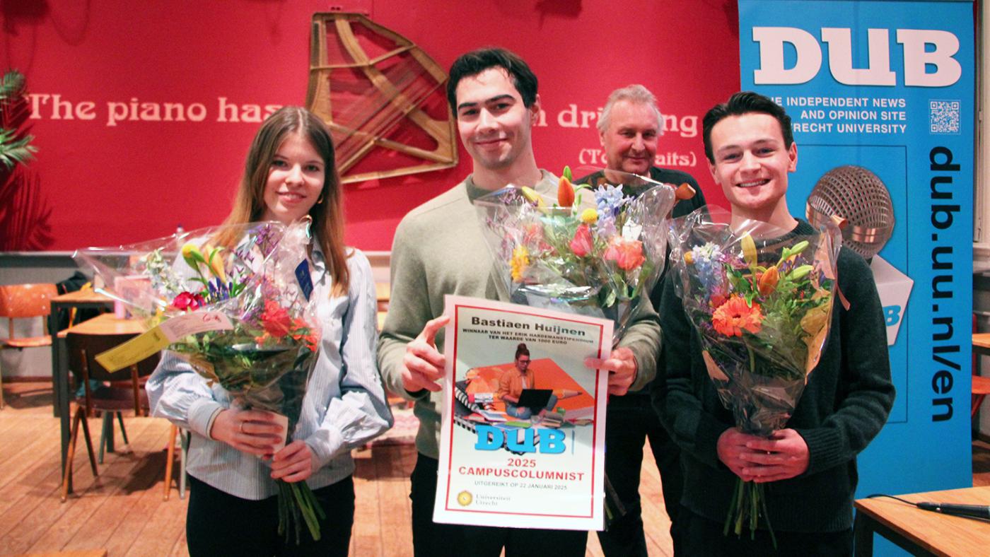 Winnaar Campuscolumnist 2025 Bastiaen Huijnen Foto: DUB