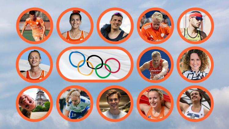 Olympische Helden 2024 Foto's KNHB, Shutterstock, illustratie DUB
