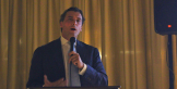Thierry Baudet bij het Rebo-verkiezingsdebat. Foto van organisatie