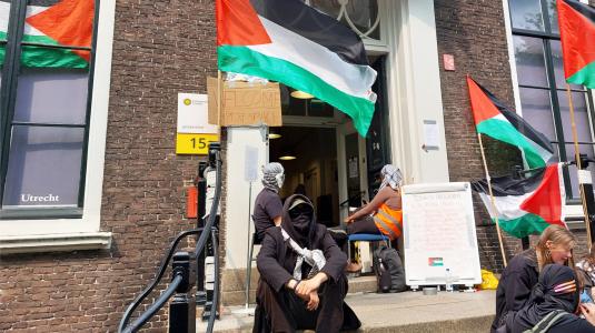 Bezetting door pro-Palestinademonstranten op 2 juni. Foto: DUB