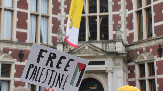 Pro-Palestinademonstratie vorig jaar op het Domplein. Foto: DUB Archief