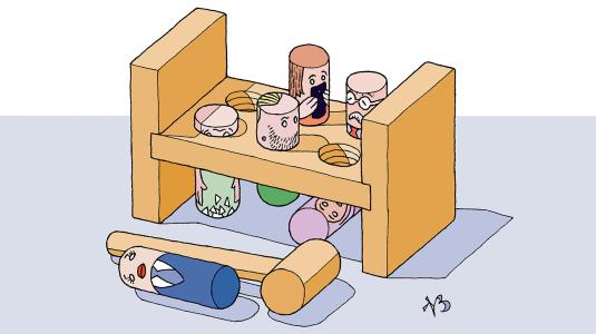 Cartoon generatieverschillen op de werkvloer. Door Niels Bongers