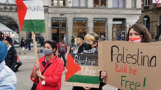 Pro-Palestinademonstratie op de Dam. Foto: Wikimedia Commons