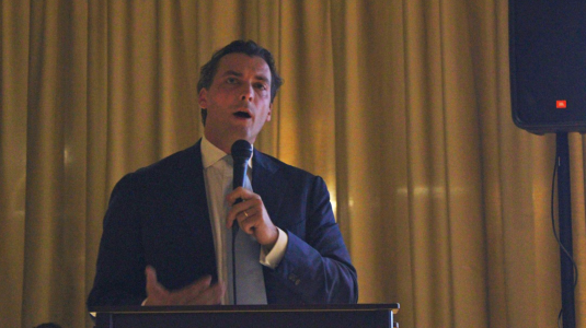 Thierry Baudet bij het Rebo-verkiezingsdebat. Foto van organisatie