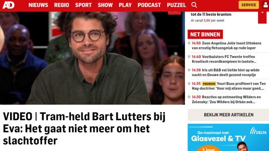 AD-website met aandacht voor Bart Lutters